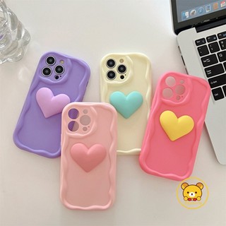 Ốp Điện Thoại TPU Mềm Mặt Nhám Màu Trơn Họa Tiết Trái Tim Lớn Dễ Thương Cho iPhone 14 Plus 14 Pro Max 13 Pro Max 12 Pro Max