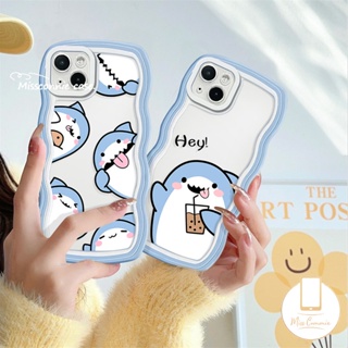 Ốp Điện Thoại Tpu Mềm Hình Cá Mập Uống Trà Sữa Cho iPhone 7Plus 11 13 12 14 Pro Max XR X XS Max 7 8 6 6s 14 Plus SE 2020