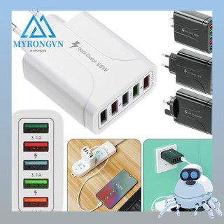 Cục Sạc Nhanh Bằng Nhựa PD 5 Cổng Usb