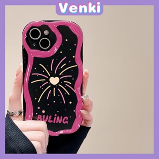 VENKI - For iPhone 11 iPhone Case 3D Curved Edge Wavy TPU Airbag Shockproof Camera Case Glossy Black Firework Compatible with iPhone 14 13 Pro max 12 Pro Max xr xs max 7Plus 8Plus
