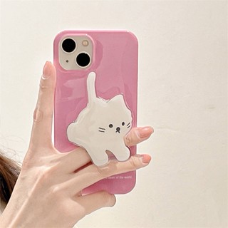 INS Style Pink Cat Bracket for Apple 13 Phone Case Iphone14promax New 11 Soft Case XR E7ZK