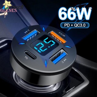 Củ Sạc Xe Hơi GLENES 4 Cổng USB QC3.0 4 USB Có Màn Hình Kỹ Thuật Số