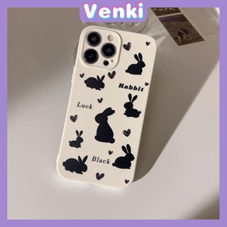 VENKI - For iPhone 11 iPhone Case White Glossy Film TPU Soft Case Shockproof Phase Case Protective Black Rabbit Compatible with iPhone 14 13 Pro max 12 Pro Max xr xs max 7 8Plus