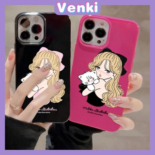 VENKI -For iPhone 11 iPhone Case Red Glossy TPU Soft Case Shockproof Protection Camera Beautiful Girl With Cat Compatible with iPhone 14 13 Pro max 12 Pro Max xr xs max 7 8Plus