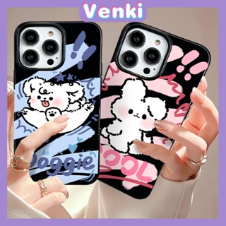 VENKI - For iPhone 11 iPhone Case Black Glossy TPU Soft Case Shockproof Protection Camera Cute Yellow Blue Dog Compatible with iPhone 14 13 Pro max 12 Pro Max xr xs max 7Plus 8Plus