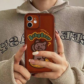 Original Cartoon Coffee Color Bear Iphone11 Cute 14promax All-Inclusive 13 Suitable for 8 Apple 12 Phone Case X oPVv