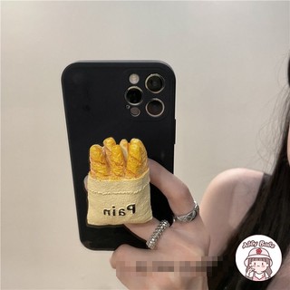 Ốp Điện Thoại TPU Dẻo Màu Đen Bóng 3D Hàn Quốc Có Giá Đỡ Cho IPhone 14 Pro Max 11 IPhone 12 11 Pro Max X XS XR