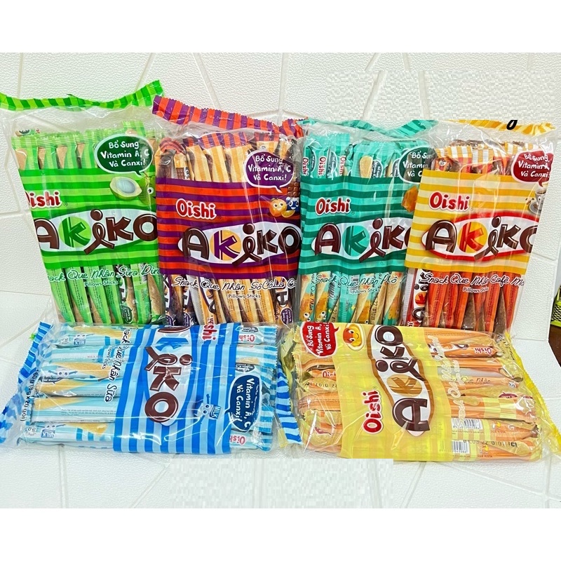 [NEW] Snack Que Nhân Oishi Akiko gói 160g Vị Phô mai- Sữa - Dừa - Cafe moka