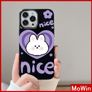 For iPhone 14 Pro Max iPhone Case Black Glossy TPU Soft Case Shockproof Protection Camera Purple Cute Bunny Compatible with iPhone 13 Pro max 12 Pro Max 11 xr xs max 7Plus 8Plus