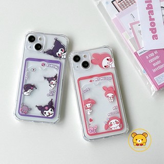 Ốp Điện Thoại TPU Mềm Kèm Ngăn Đựng Thẻ Hình Melody Kuromi Dễ Thương Cho iPhone 14 Plus 14 13 12 11 Pro Max XS Max XR X8 7 Plus