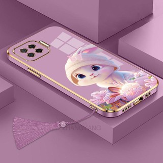 ốp lưng oppo a93 4G a73 4G F17 F17 PRO RENO 4F Ốp Điện Thoại Tpu Dẻo Mạ Màu Gradient In Hình Thỏ Kèm Dây Đeo Cho oppo a93 4G a73 4G F17 F17 PRO RENO 4F