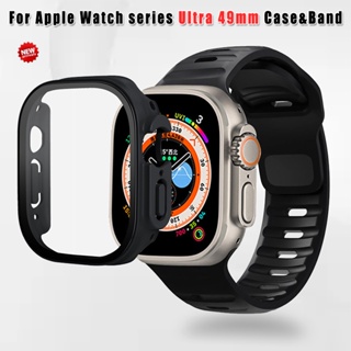 Bộ Ốp Mặt Kính + Dây Đeo 49mm + Ốp Bằng Silicon Cho Đồng Hồ Thông Minh Apple Watch series Ultra 49mm
