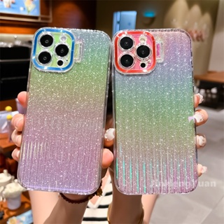 Gradual Glitter Colorful Rainbow Case for IPhone 14 13 12 Pro Max 14 Plus Hidden Bracket  Protective Cover