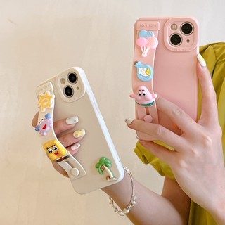 Ốp Điện Thoại Dẻo Họa Tiết Hoạt Hình SpongeBob Kèm Vòng Đeo Tay Cho iPhone 14 14PRO MAX 13 12PRO MAX 13pro MAX 11PRO MAX