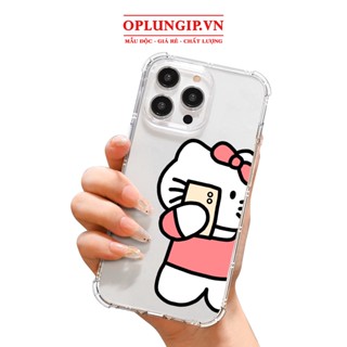 Ốp iphone Hello kitty selfie nhựa dẻo dày dặn cho iphone 11 12 pro max 13 14 pro max mini x r s xs max 6 s 7 8 plus