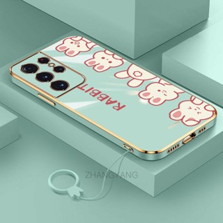 Ốp Điện Thoại TPU Silicon Chống Rơi Hình Thỏ Có Dây Đeo Cho Samsung S23 Ultra S23 PLUS S23 S23