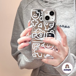 Ốp Điện Thoại TPU Mềm Họa Tiết Graffiti Gắn Gương Trang Điểm Cho IPhone 11 14 Pro Max Ip13 Pro Max IPhone 12