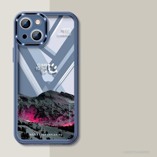 ốp lưng điện thoại sơn dầu Ốp Điện Thoại Trong Suốt Chống Sốc Mạ Điện Họa Tiết Núi Tuyết Cho iPhone 14 11 13 12 Pro Max Mini