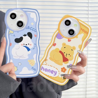 Wave Edge Casing OPPO Reno 8T 8 7 6 5 4 F 5F 4F 8Z 7Z Reno8 Reno7 Z Reno8Z Reno7Z Reno6 Reno5 Reno5F Reno4 Reno4F 4G 5G A91 A57 A39 2016 A77 A16K A16E Cute Cartoon Honey Winnie Bear Pochacco oval Fine Hole Lens Shockproof Protection Phone Case Cover BW 57