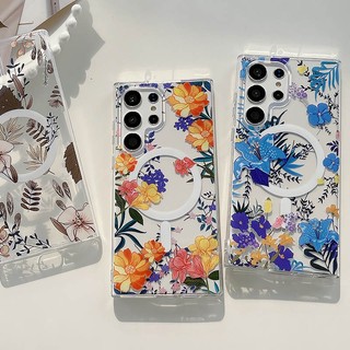 Ốp Điện Thoại Màu Vàng Trong Suốt Hít Nam Châm Không Dây Sang Trọng Cho Samsung S22 S23 Plus S23 Ultra 5G