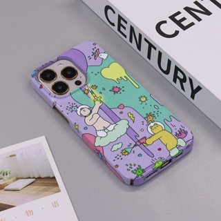 Purple Cartoon Graffiti Iphone14promax Phone Case Apple 14plus Feilin 12 Hard 11 Frosted Xr/X cAC4