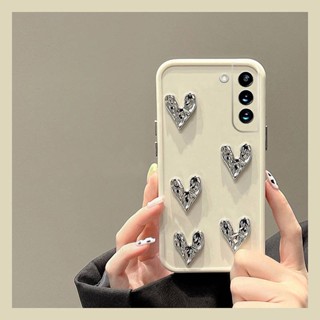 Suitable for Samsung S22 Phone Case S21 Silicone S22ultra Three-Dimensional Silver Love Electroplated Japanese and Korean Women's Soft Case ABUQ