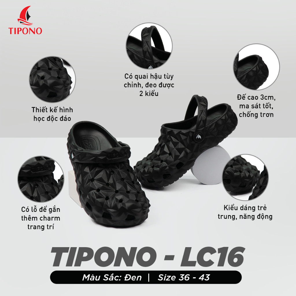 TIPONO LC16 [Tặng Charm Ngẫu Nhiên] Dép Sục EVA Unisex Sầu Riêng – Nhẹ Êm, Chống Trơn Trượt