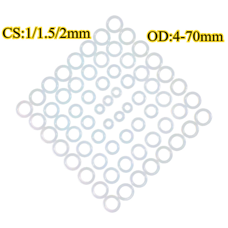 Cao su silicon trong suốt vòng chữ O, vòng chữ O chịu nhiệt độ cao và chống thấm nước có đường kính dây 1 / 1.5 / 2mm