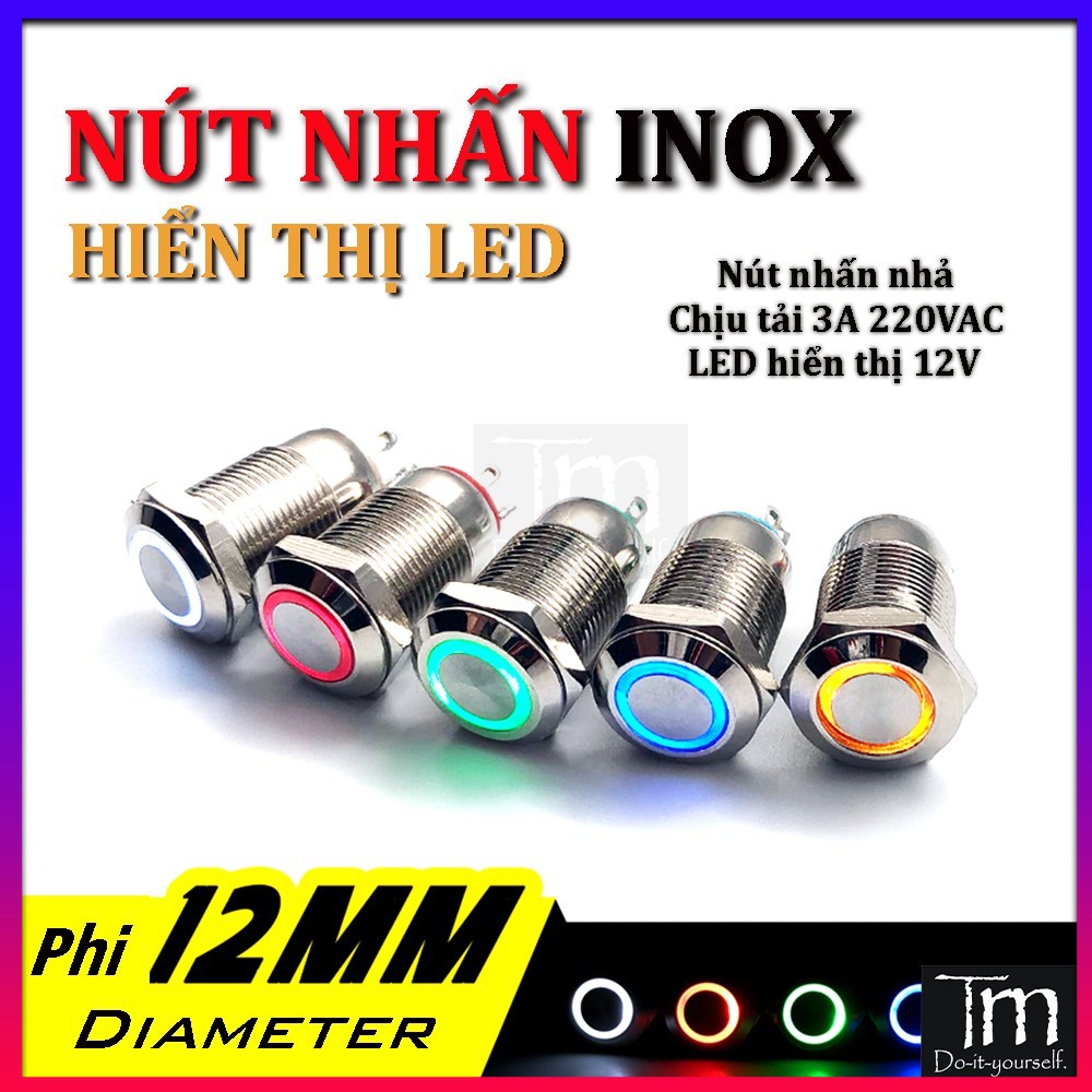 Nút Nhấn Có Đèn Phi 12mm 12V