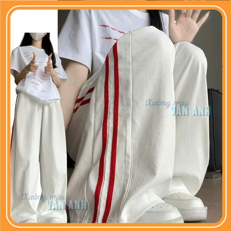 Quần Kaki 3 sọc THỂ THAO ống rộng form đứng nam nữ
