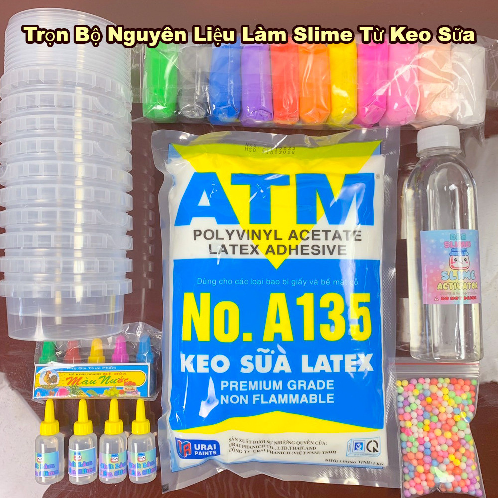 Trọn Bộ Nguyên Liệu Làm Slime Cơ Bản Đầy Đủ Nhất Thành Phẩm Trên 1KG Slime DB Slime