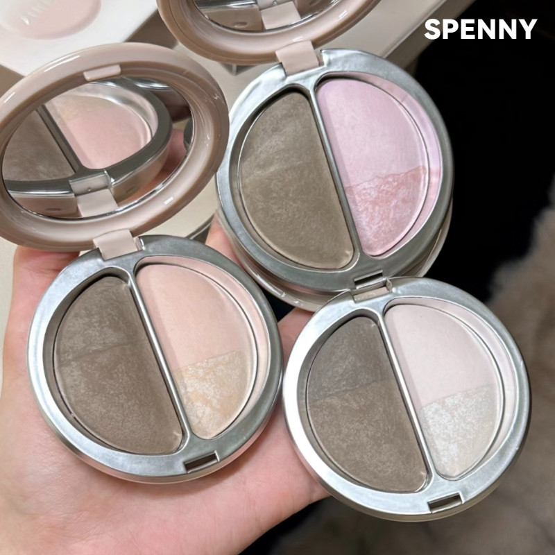 SPENNY Bảng tạo khối Phấn bắt sáng Phấn phủ Tất cả trong một làm sáng da mặt dạng lì màu ngọc trai