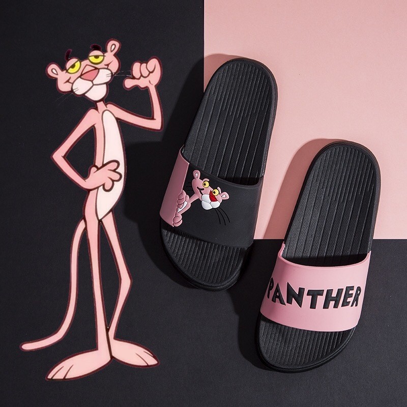 Dép Nữ Mùa Hè Dễ Thương Màu Hồng Báo Hoạt Hình Phiên Bản Hàn Quốc Trong Nhà Ngoài Trời Chống Trơn Trượt Phòng Tắm Đế Dày Nhà Flip-Flops Cô Gái