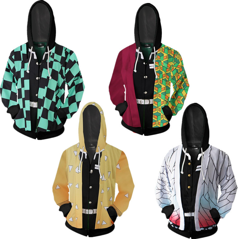 Demon Slayer - Áo Khoác Có Dây Kéo Thiết Kế Từ Series Kimetsu no Yaiba, In Kỹ Thuật Số