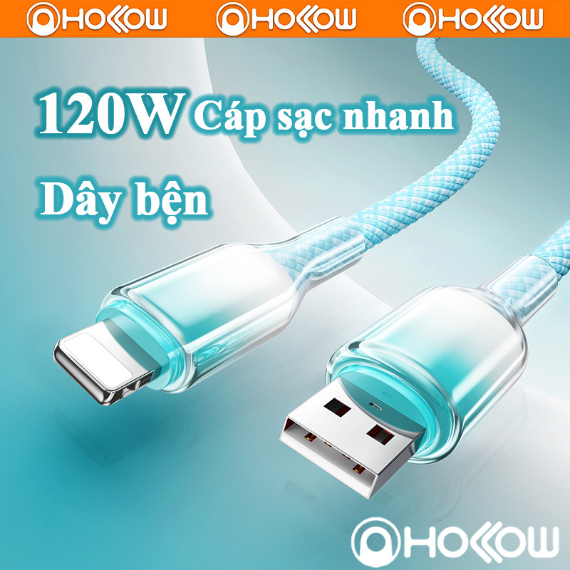 Cáp sạc nhanh 120W Type-C siêu bền chống gãy sạc ổn định tương thích iPhone Huawei Oppo Vivo Samsung
