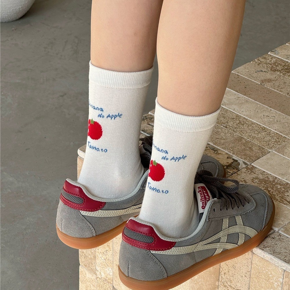 Một Túi Cà Chua Giữa Ống Tất Xuân Hè Mới Mỏng Nữ Phong Cách Nhật Bản Preppy Phong Cách Hút Mồ Hôi Tất Hợp Thời Trang