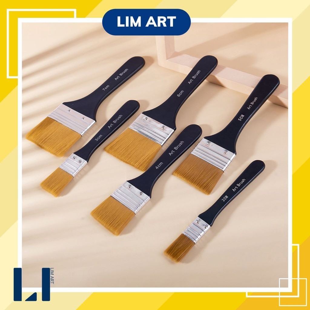Cọ vẽ cán gỗ bản lớn cao cấp, panh xô thân gỗ màu xanh đen chuyên dụng vẽ màu acrylic, sơn dầu, gouache, quét sơn,...