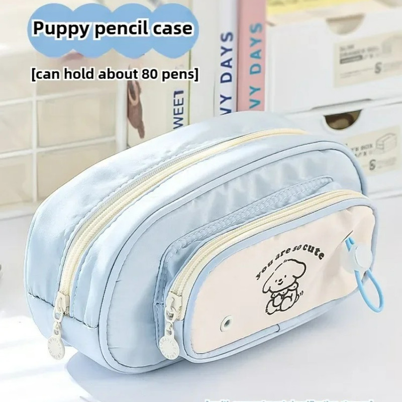 Đáng Yêu Cho Chó Bút Chì Thiết Kế Hộp Đựng Trường Học Nhiều Lớp Kawaii Dung Tích Lớn Dễ Thương Túi Trang Điểm Cho Bé Gái Thanh Thiếu Niên Lưu Trữ Học Sinh Văn Phòng Quà Tặng Sống Động Màu Sắc Dopamine Văn Phòng Phẩm