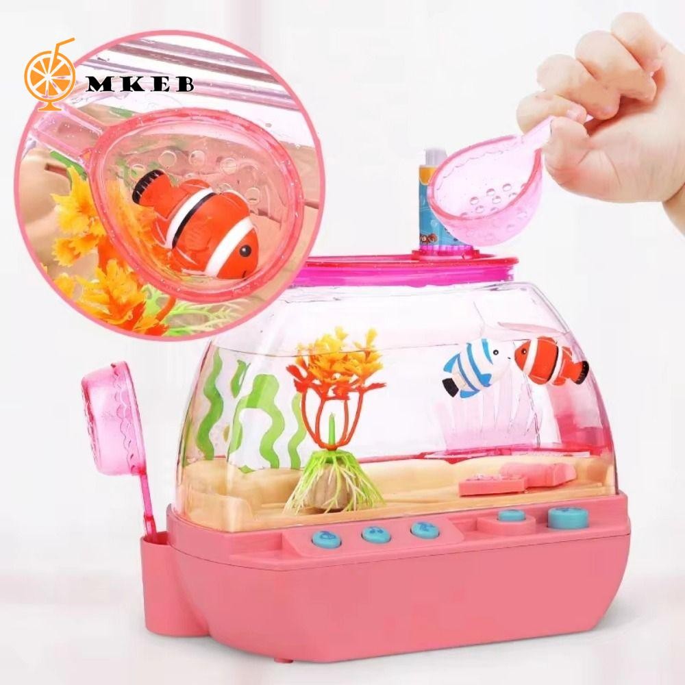 Đồ chơi bể cá nhân tạo MKEB, Bể cá mô phỏng Mini đáng yêu sáng tạo, Quà tặng trẻ em Hoạt hình phát sáng bể cá giả Âm nhạc Đồ chơi bể cá tương tác Văn phòng