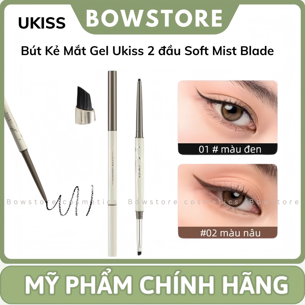 [UKISS] Bút Kẻ Mắt Gell Ukiss 2 Đầu Siêu Mảnh, Cọ Kẻ mắt Chống Nước, Lâu Trôi, Không Lem – Eyeliner