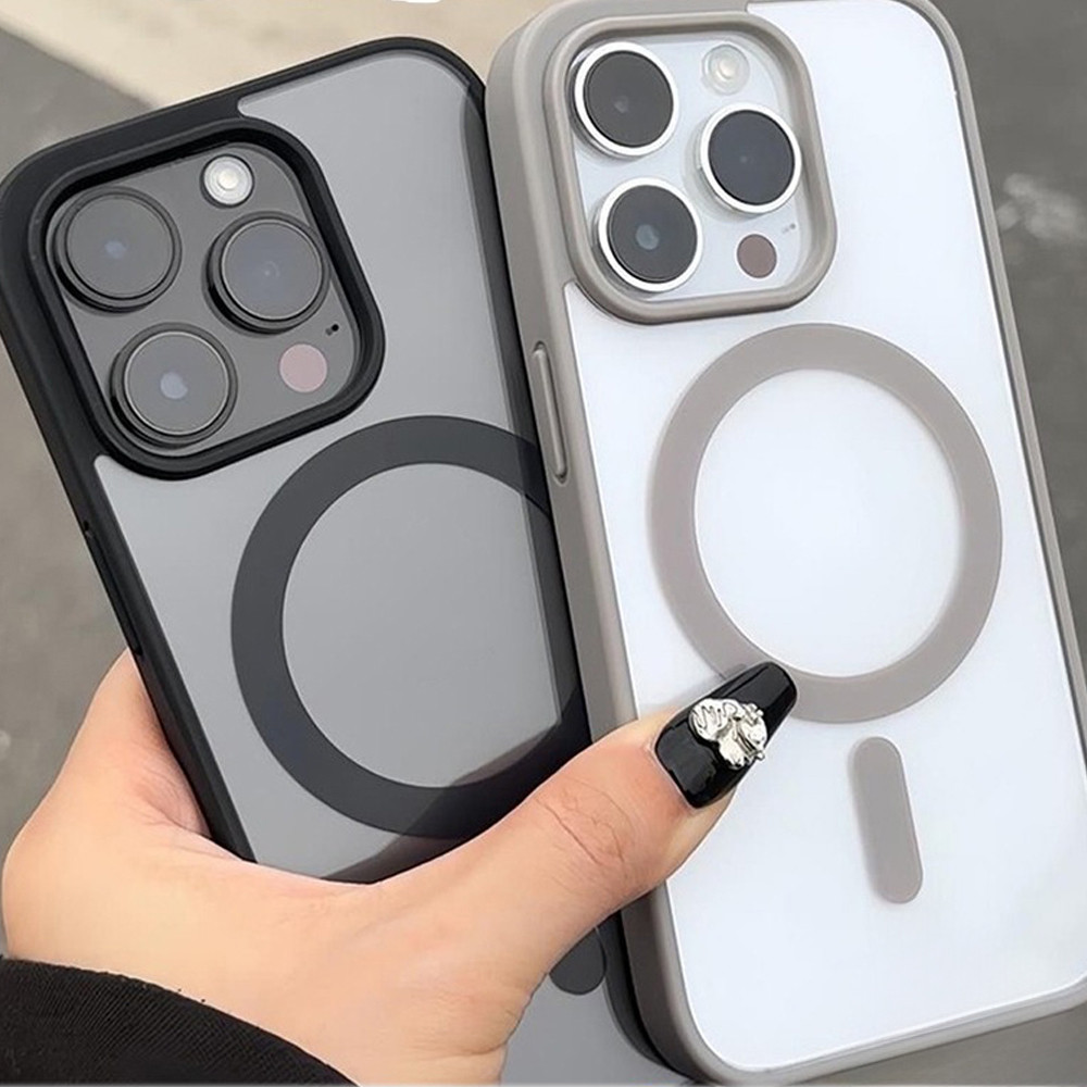 Ốp Lưng iPhone Trong Suốt Từ Tính Hỗ Trợ Đế Sạc Không Dây Luxury Cao Cấp Cho X/Xs/Xr/11/12/13/14/15/16/Pro/Max