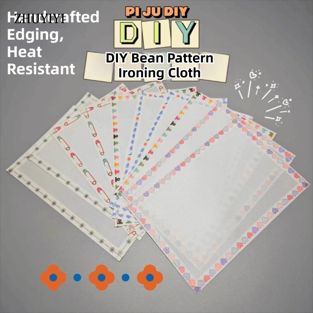 ZHUYIYI 5 Tấm ủi cho hạt cầu chì, Tấm lót hạt Perler chịu nhiệt truyền ánh sáng, Vải nướng hạt có thể tái sử dụng chịu nhiệt chắc chắn Đồ dùng thủ công bằng giấy chịu nhiệt