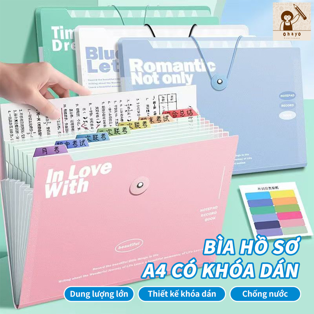 Túi đựng tài liệu A4,File Tài Liệu File Lá,Túi đựng đề thi chống nước 5/8/12 ô,Lưu trữ phân loại sáng tạo,Sinh viên