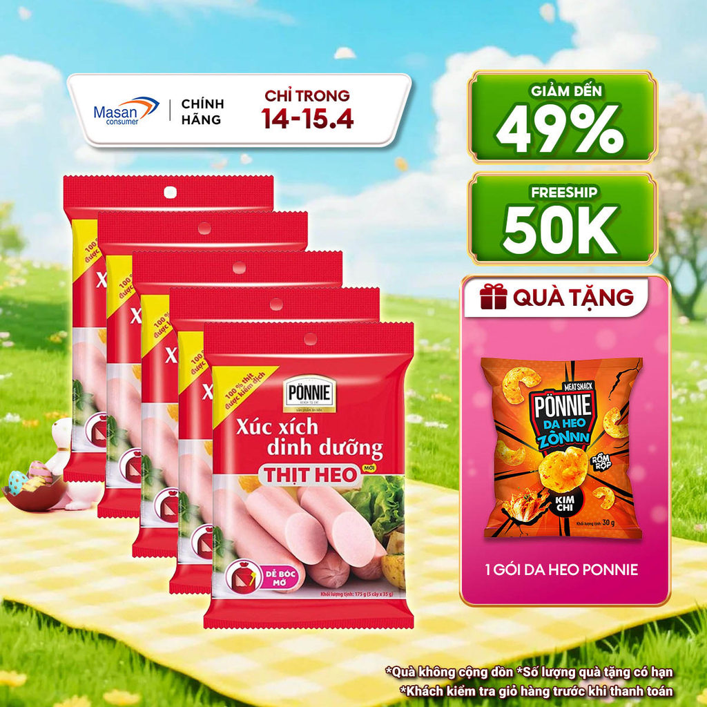 [Chọn loai]Xúc Xích Tiệt Trùng Ponnie Vị Heo Gói 70g