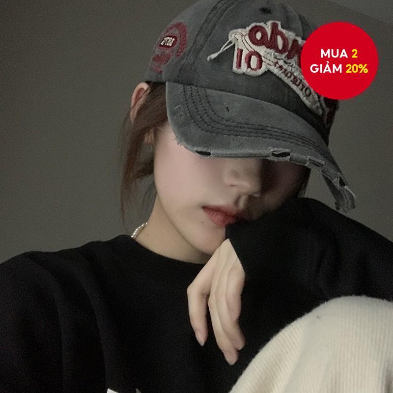 Mũ bóng chày Denim giặt cổ điển - Mũ ngoài trời thêu chống nắng Unisex đau khổ | Váy dạo phố cổ điển