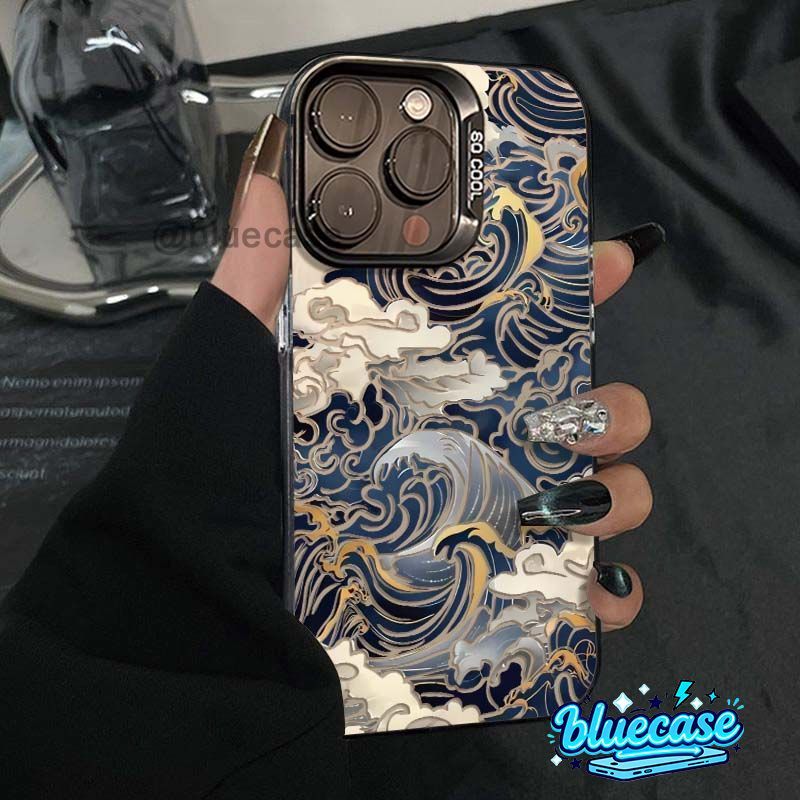 Vỏ Cho IPhone 13 17 16 12 15 11 14 Pro Max Air XS X Max XR 7 8 Plus SE 2020 Ốp Lưng Cặp Đôi Sóng Mây Sáng Tạo