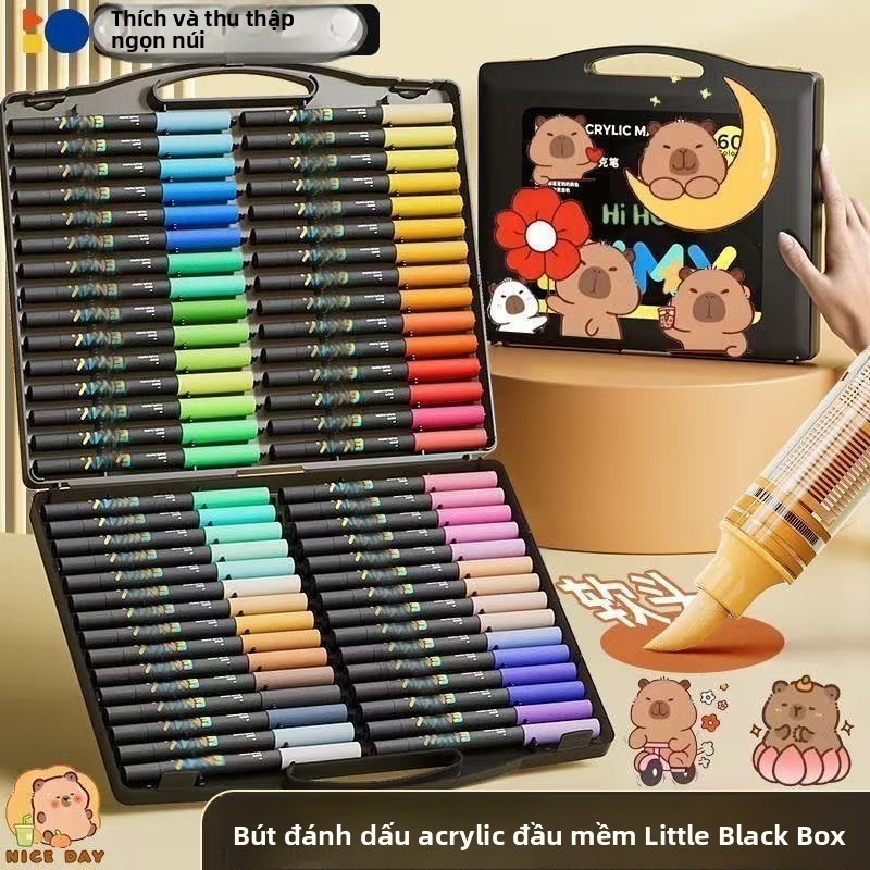 Capibara Bút đánh dấu acrylic đầu mềm cho học sinh vẽ tranh nghệ thuật nhiều màu sắc không độc hại có thể giặt sạch