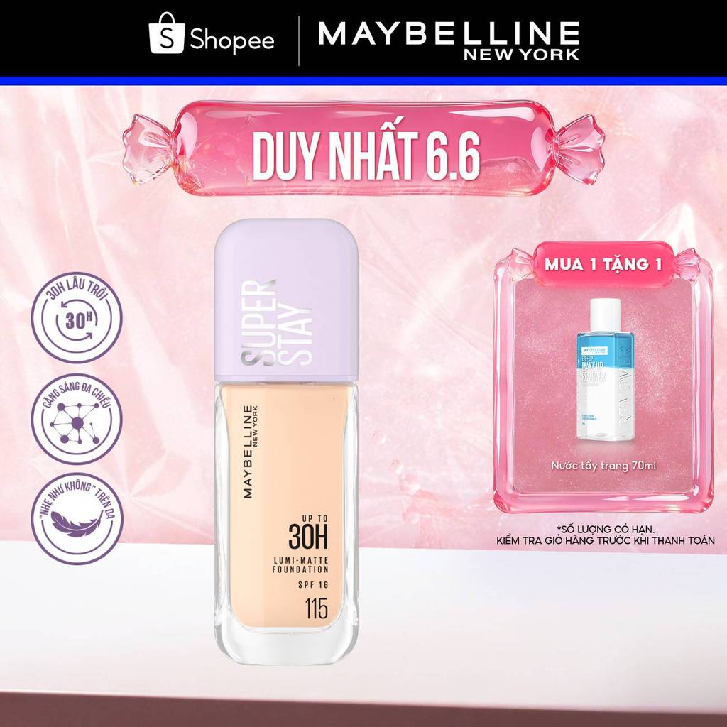 Kem nền bắt sáng Superstay Lumi Matte 30H che phủ siêu nhẹ mặt Maybelline New York 35ml [MỚI]