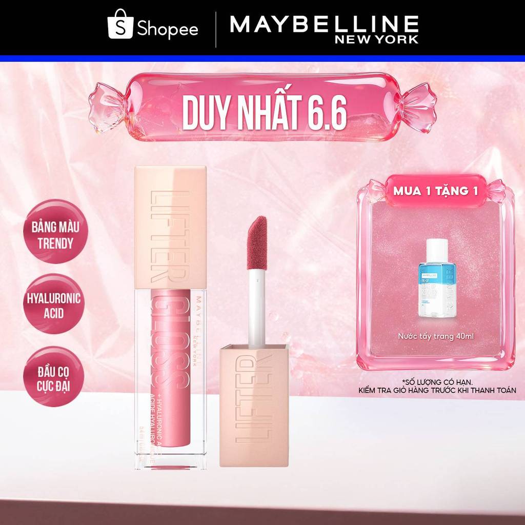 Son Bóng Lifter Gloss cho Đôi Môi Đầy Căng Mọng Kẹo cùng Hyaluronic Acid Maybelline New York 5.4ML