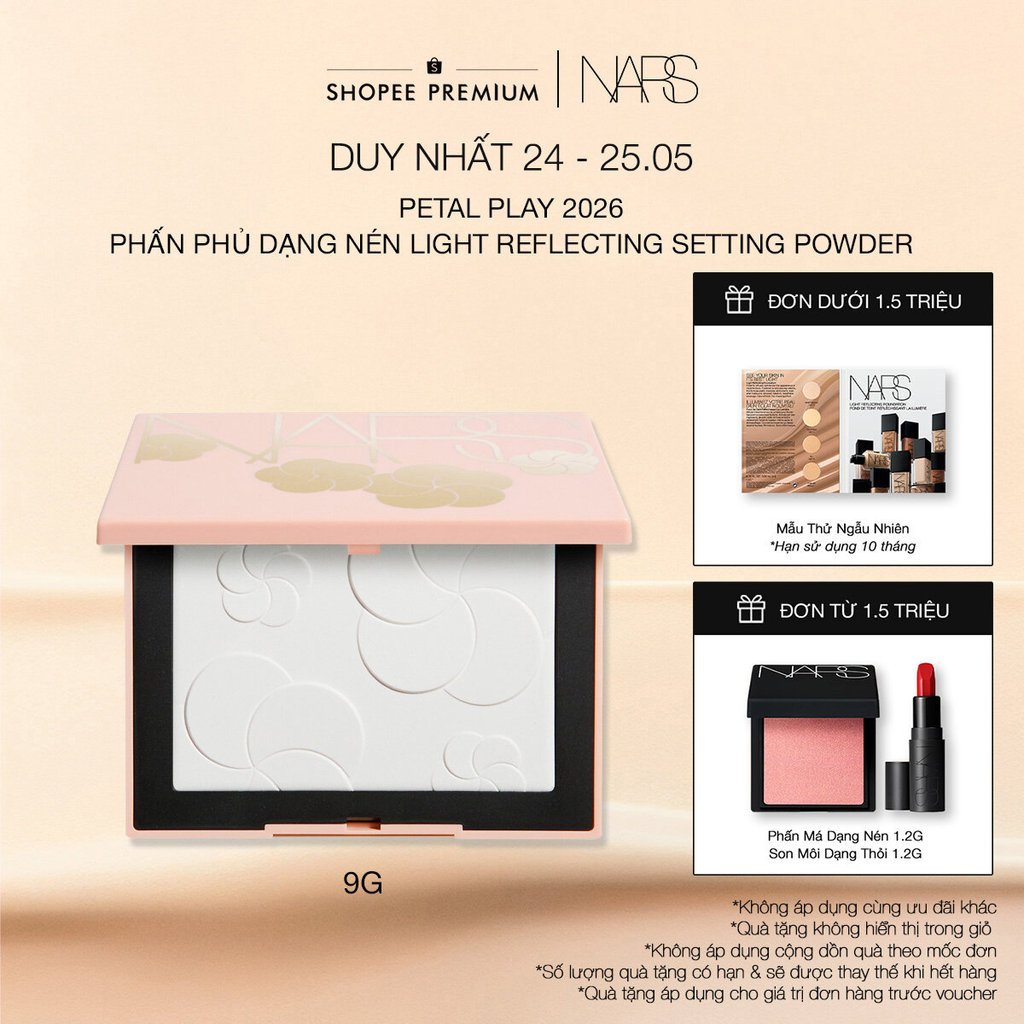 [Petal Play Collection] Phấn phủ dạng nén NARS Light Reflecting Setting Powder - Pressed 9g